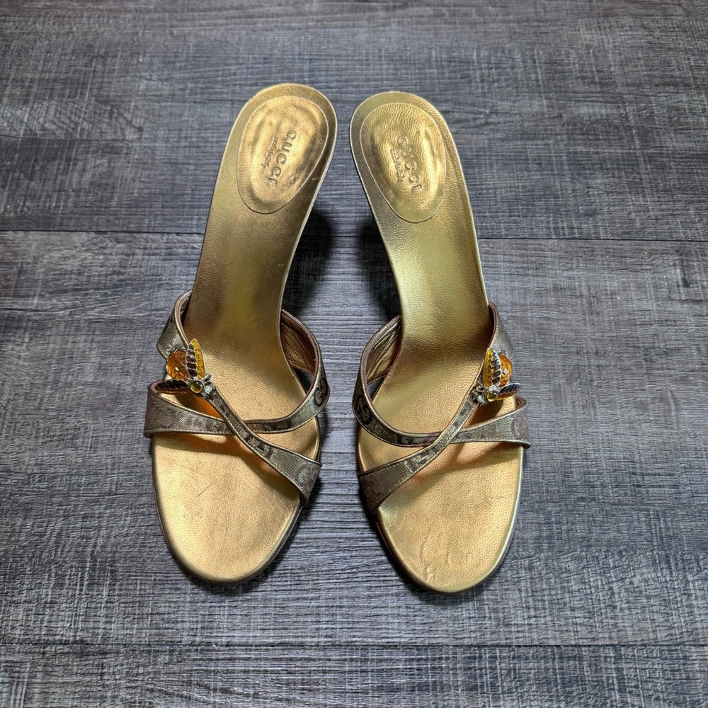 Gucci Gold Strappy Heels ⚡️ 👠